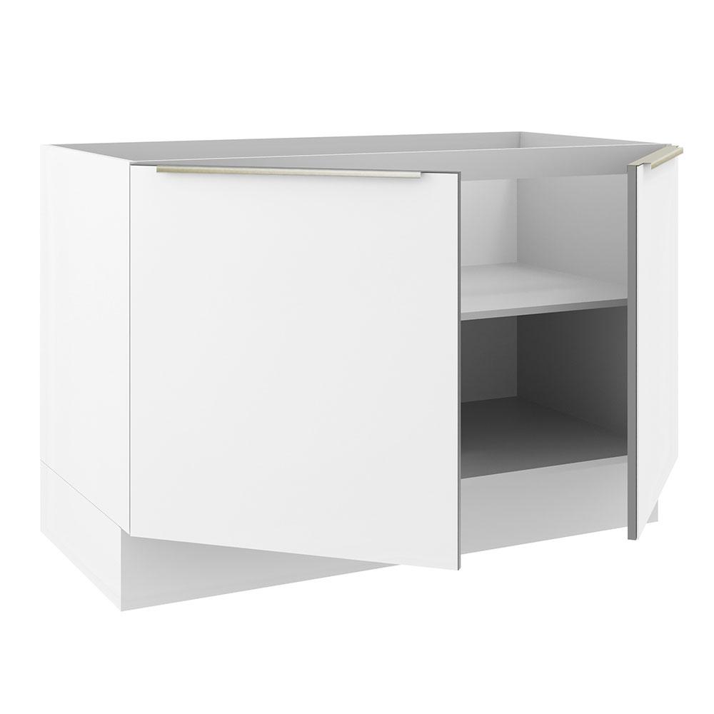 Balcão Gabinete de Pia Madesa Lux 120 cm 2 Portas (Sem Tampo) - Branco/Branco Veludo
