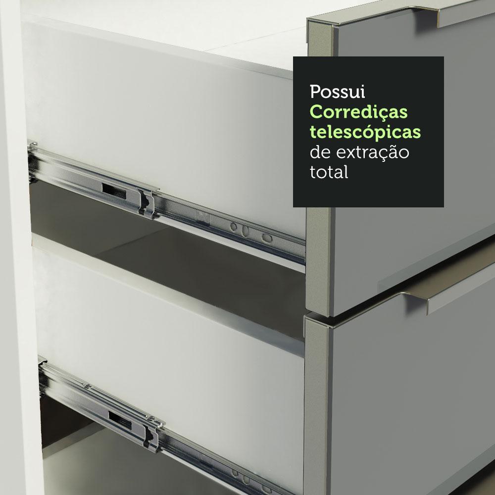 Balcão Gabinete de Pia Madesa Lux 120 cm 2 Portas 3 Gavetas - Branco/Cinza