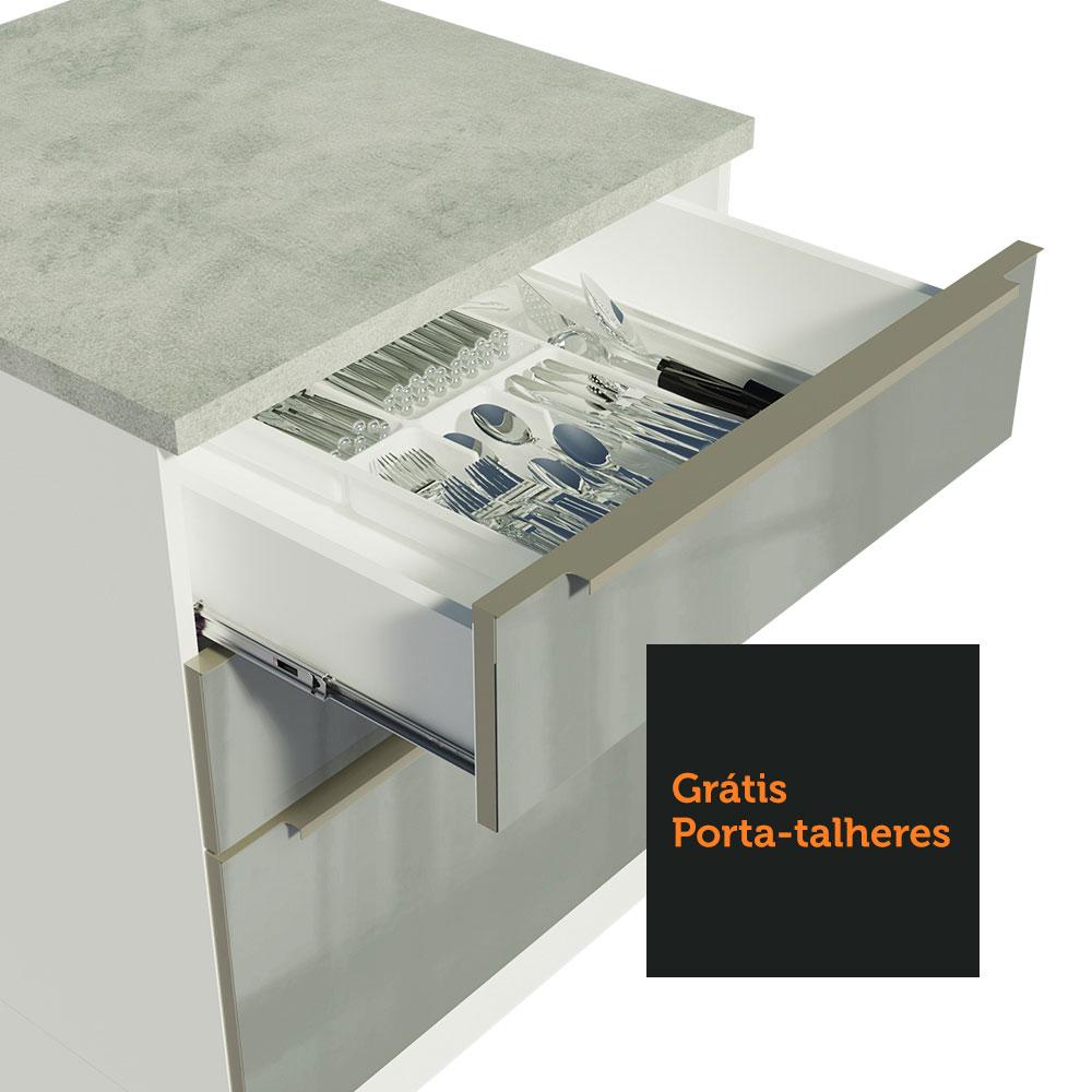 Balcão Gabinete de Pia Madesa Lux 120 cm 2 Portas 3 Gavetas - Branco/Cinza