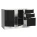 Balcão Gabinete de Pia Madesa Lux 120 cm 2 Portas 3 Gavetas - Branco/Preto