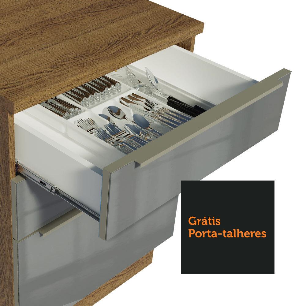Balcão Gabinete de Pia Madesa Lux 120 cm 2 Portas 3 Gavetas - Rustic/Cinza