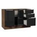 Balcão Gabinete de Pia Madesa Lux 120 cm 2 Portas 3 Gavetas - Rustic/Preto