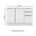 Balcão Gabinete de Pia Madesa Lux 120 cm 2 Portas 3 Gavetas (Sem Tampo) - Branco/Branco Veludo