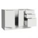 Balcão Gabinete de Pia Madesa Lux 120 cm 2 Portas 3 Gavetas (Sem Tampo) - Branco/Branco Veludo