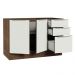 Balcão Gabinete de Pia Madesa Lux 120 cm 2 Portas 3 Gavetas (Sem Tampo) - Rustic/Branco Veludo