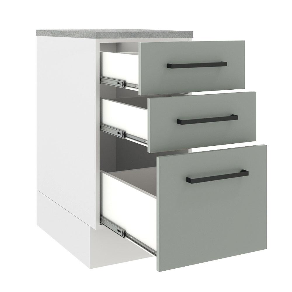 Balcão Madesa Agata 40 cm 3 Gavetas - Branco/Cinza