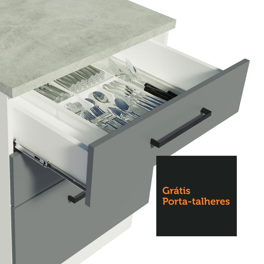 Balcão Madesa Agata 60 cm 3 Gavetas - Branco/Cinza