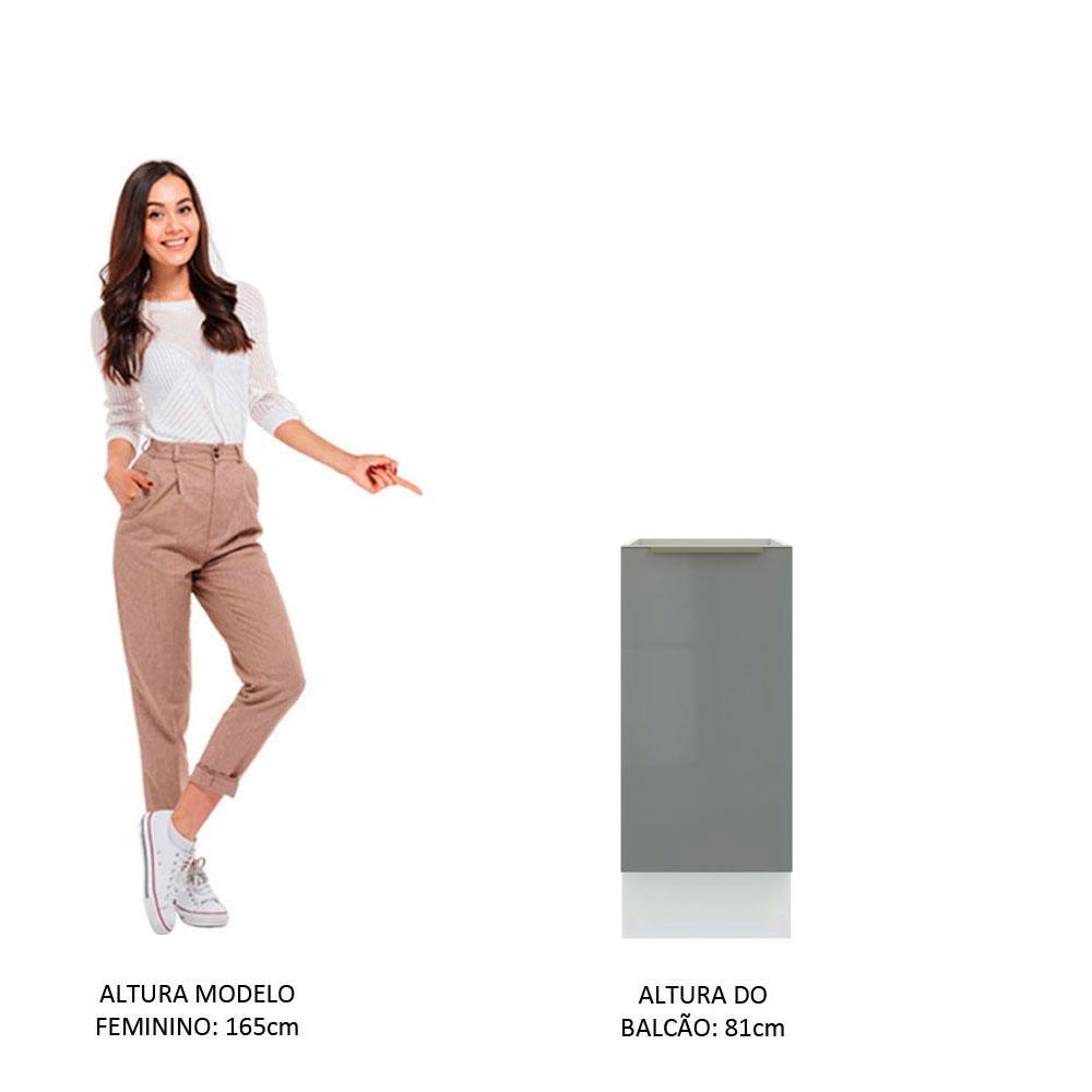 Balcão Madesa Lux 35 cm 1 Porta - Branco/Cinza