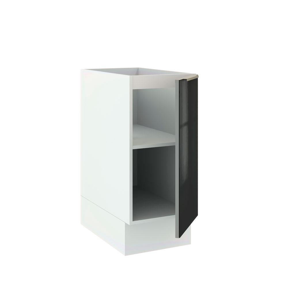 Balcão Madesa Lux 35 cm 1 Porta - Branco/Preto