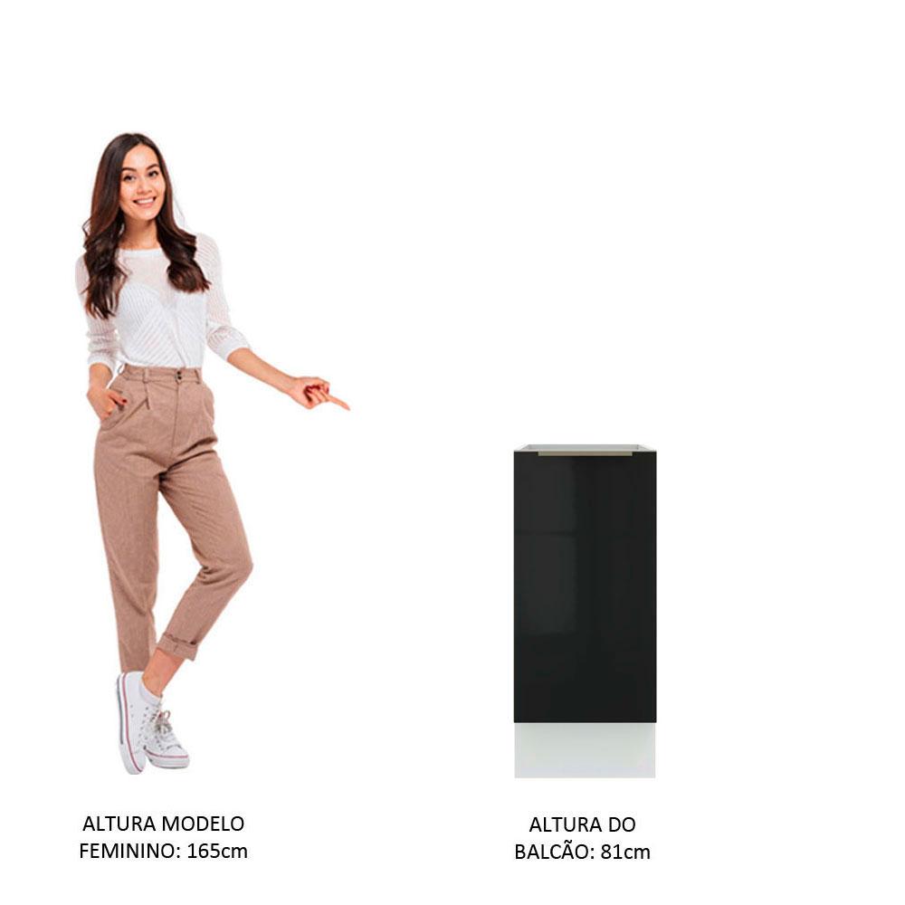 Balcão Madesa Lux 35 cm 1 Porta - Branco/Preto