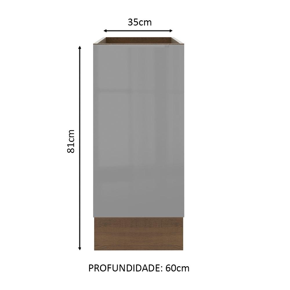 Balcão Madesa Lux 35 cm 1 Porta - Rustic/Cinza