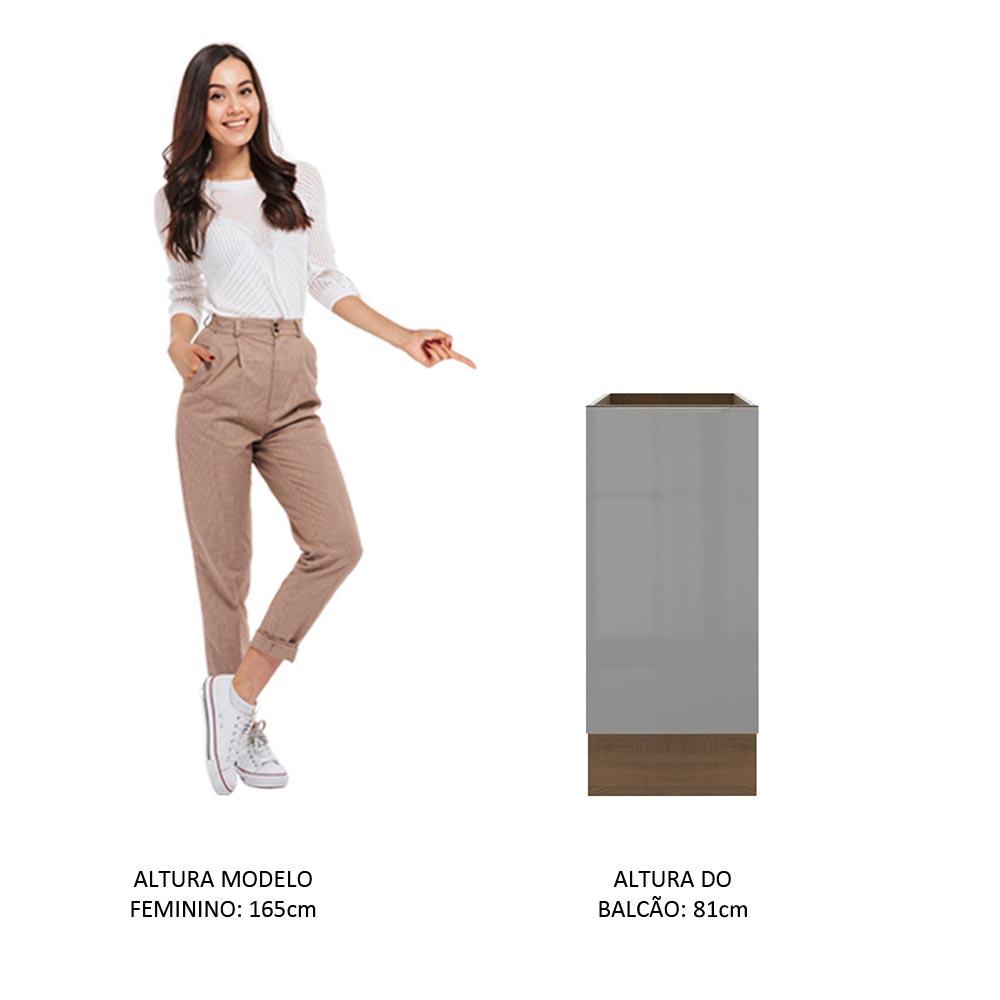 Balcão Madesa Lux 35 cm 1 Porta - Rustic/Cinza