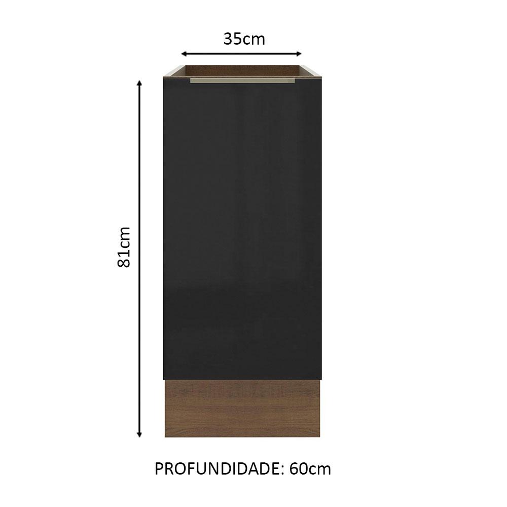 Balcão Madesa Lux 35 cm 1 Porta - Rustic/Preto