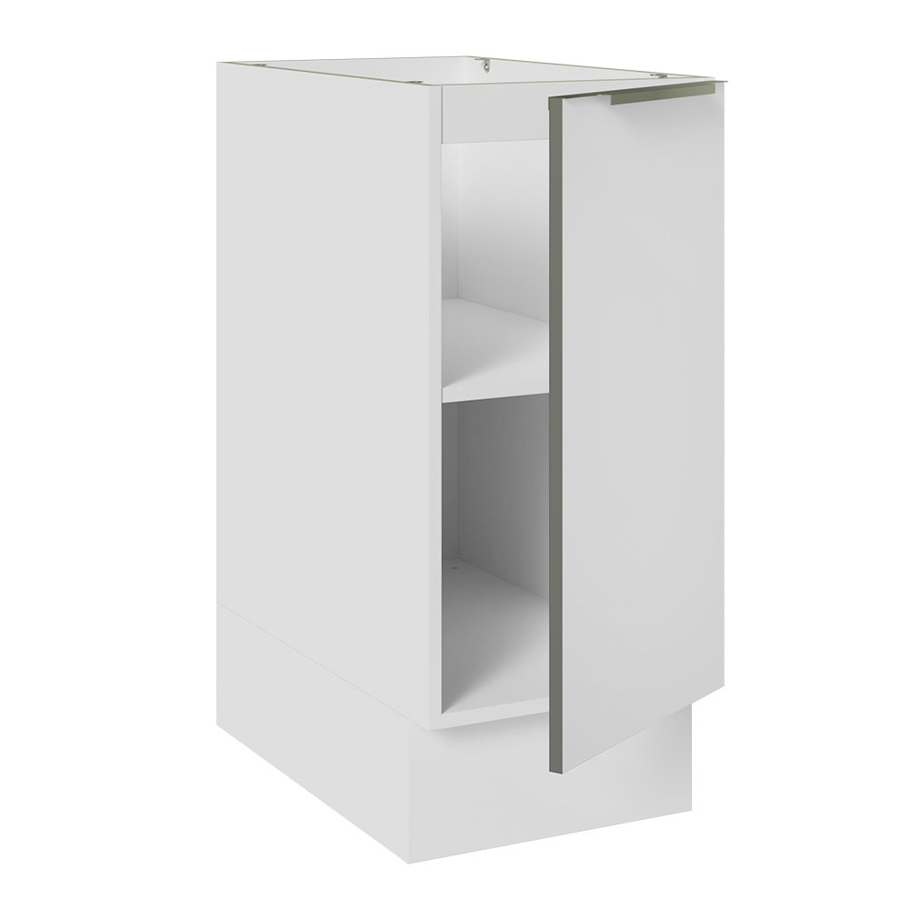 Balcão Madesa Lux 35 cm 1 Porta (Sem Tampo) - Branco/Branco Veludo