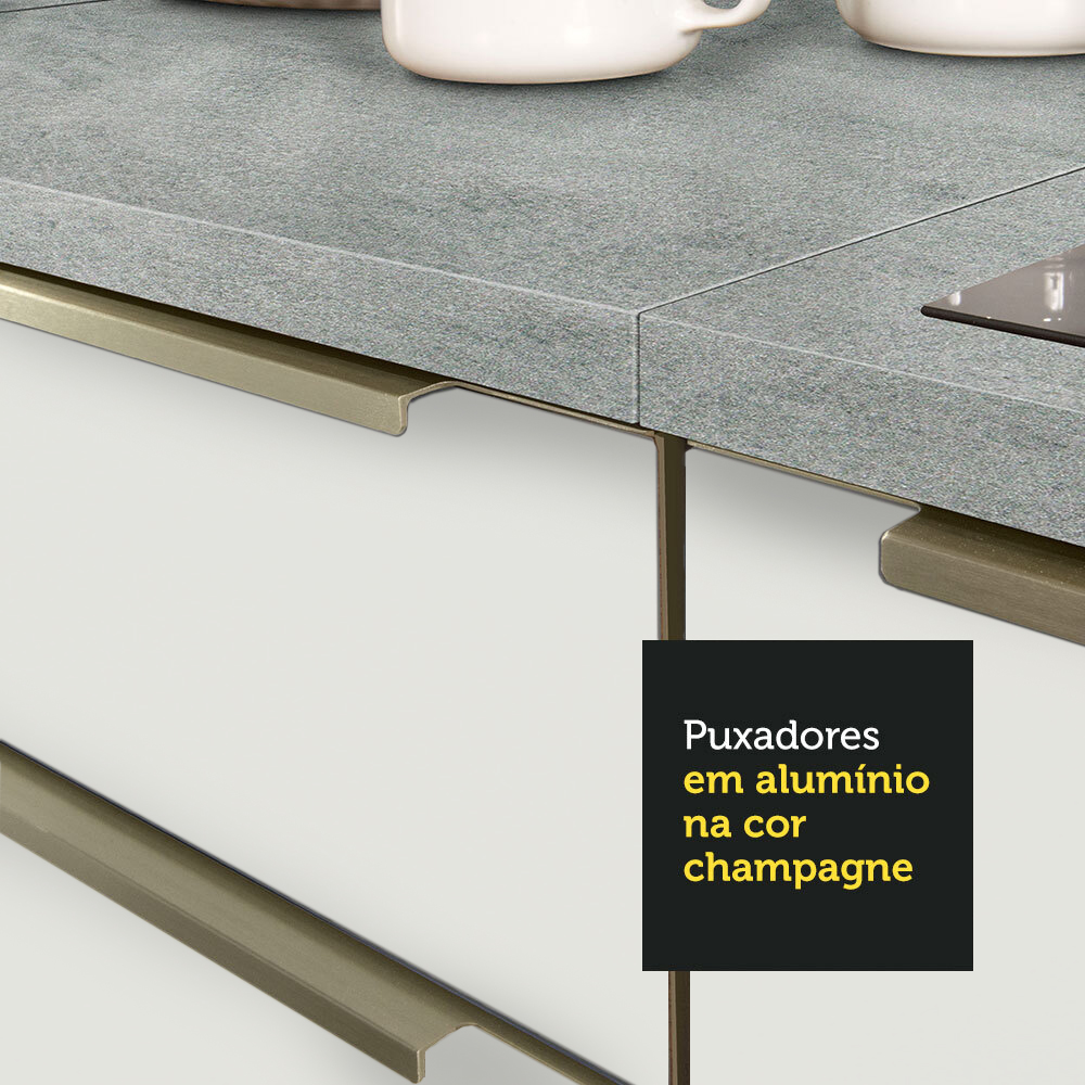 Balcão Madesa Lux 35 cm 1 Porta (Sem Tampo) - Branco/Branco Veludo