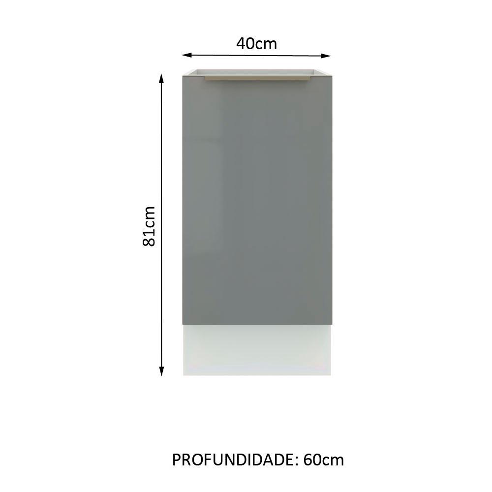 Balcão Madesa Lux 40 cm 1 Porta - Branco/Cinza