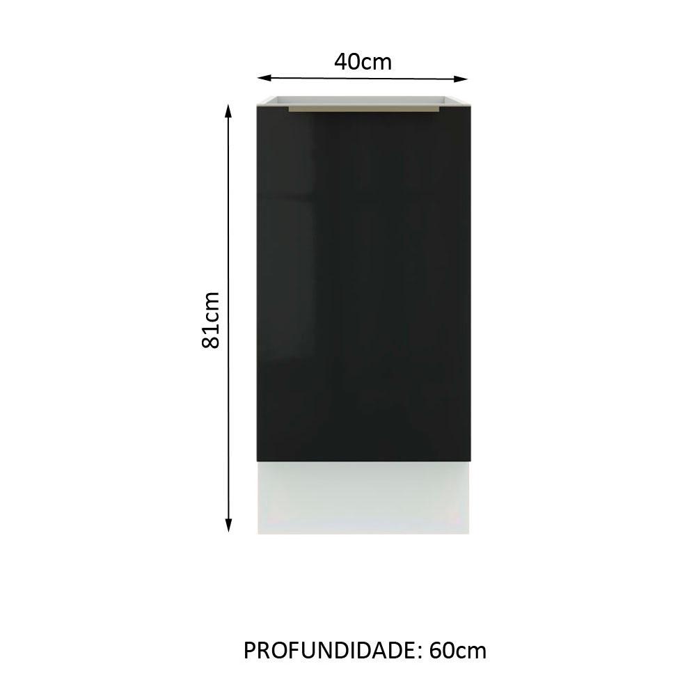 Balcão Madesa Lux 40 cm 1 Porta - Branco/Preto