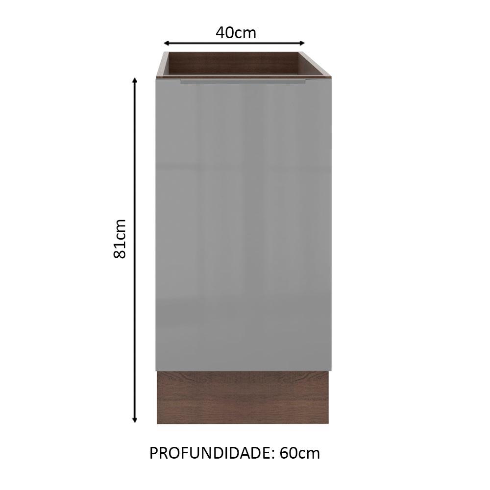 Balcão Madesa Lux 40 cm 1 Porta - Rustic/Cinza
