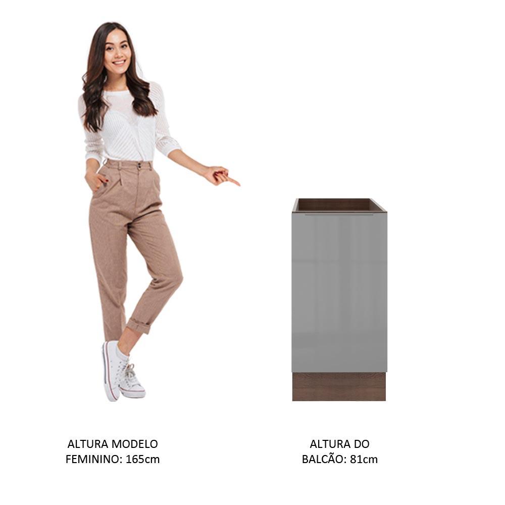 Balcão Madesa Lux 40 cm 1 Porta - Rustic/Cinza