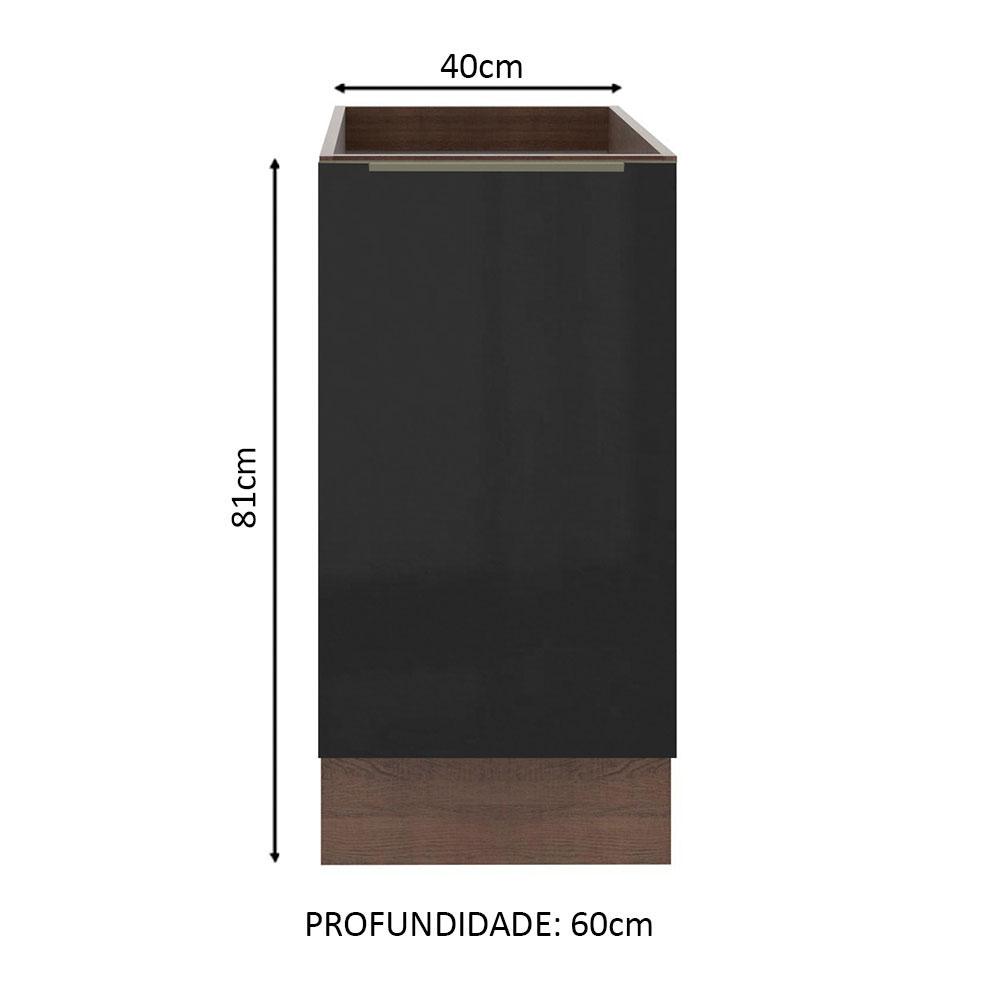 Balcão Madesa Lux 40 cm 1 Porta - Rustic/Preto