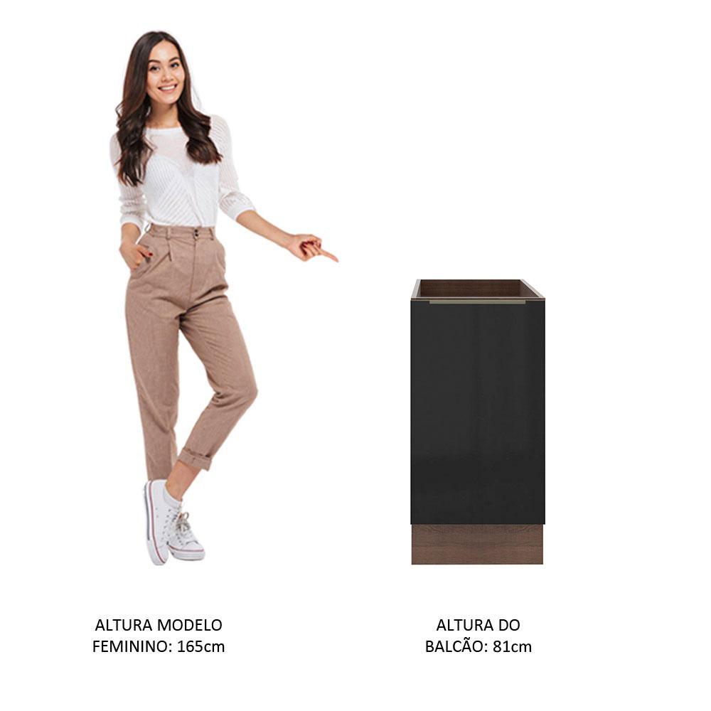 Balcão Madesa Lux 40 cm 1 Porta - Rustic/Preto
