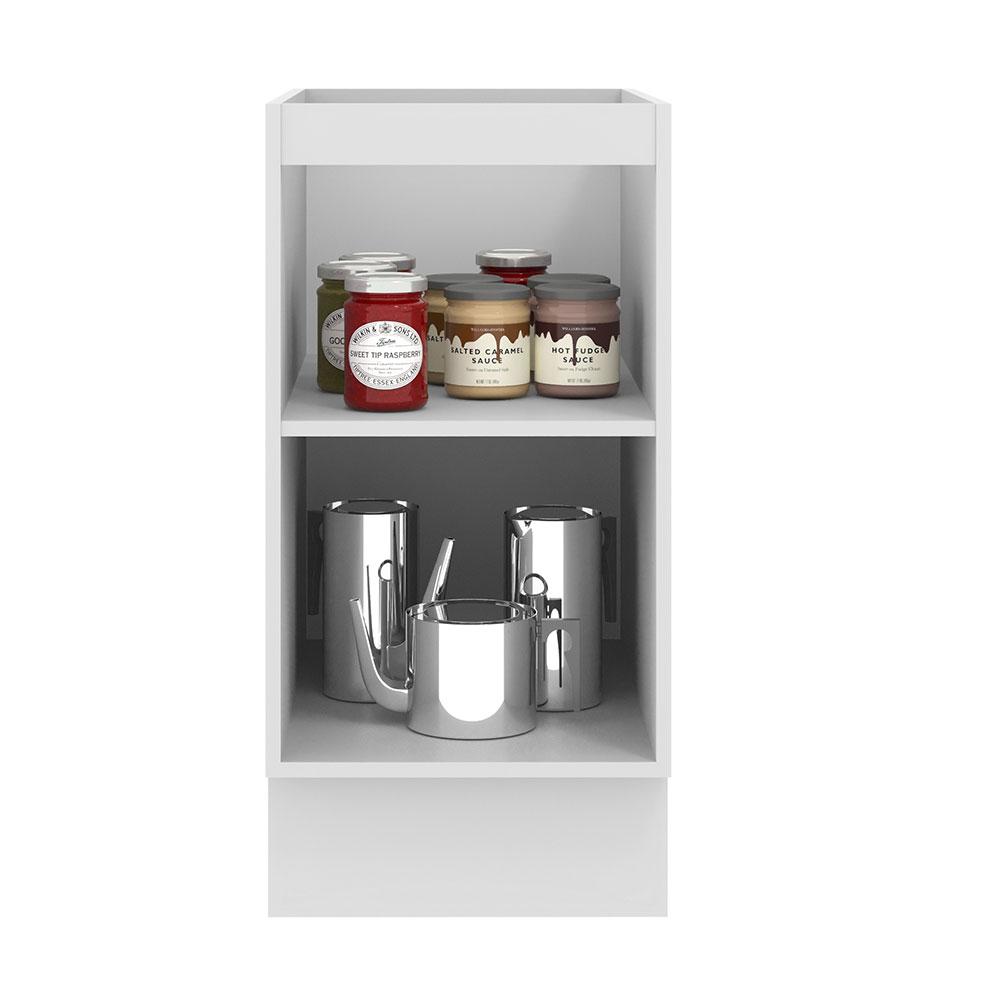 Balcão Madesa Lux 40 cm 1 Porta (Sem Tampo) - Branco/Branco Veludo