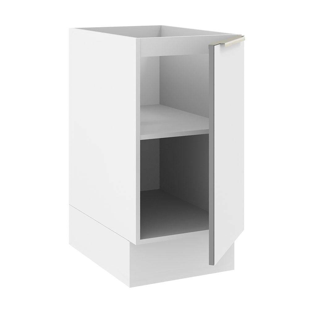 Balcão Madesa Lux 40 cm 1 Porta (Sem Tampo) - Branco/Branco Veludo