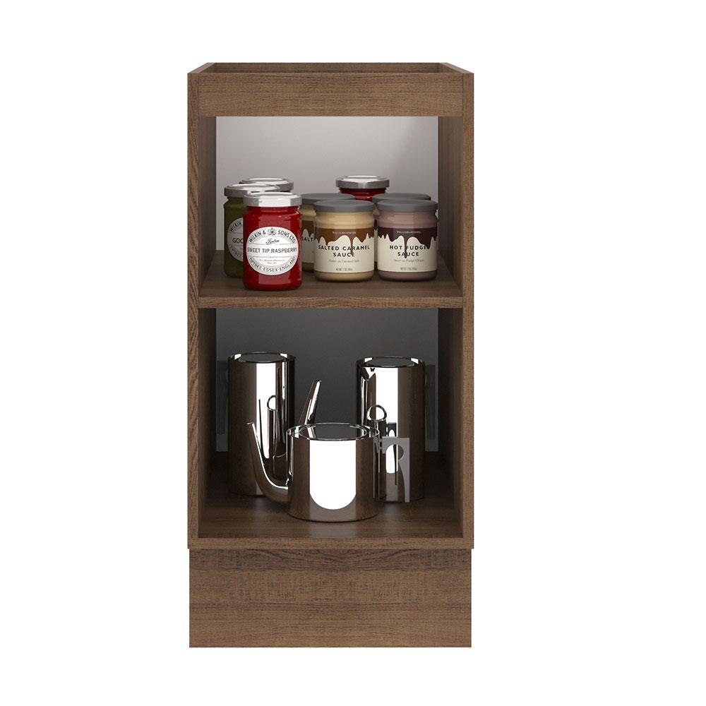 Balcão Madesa Lux 40 cm 1 Porta (Sem Tampo) - Rustic/Branco Veludo