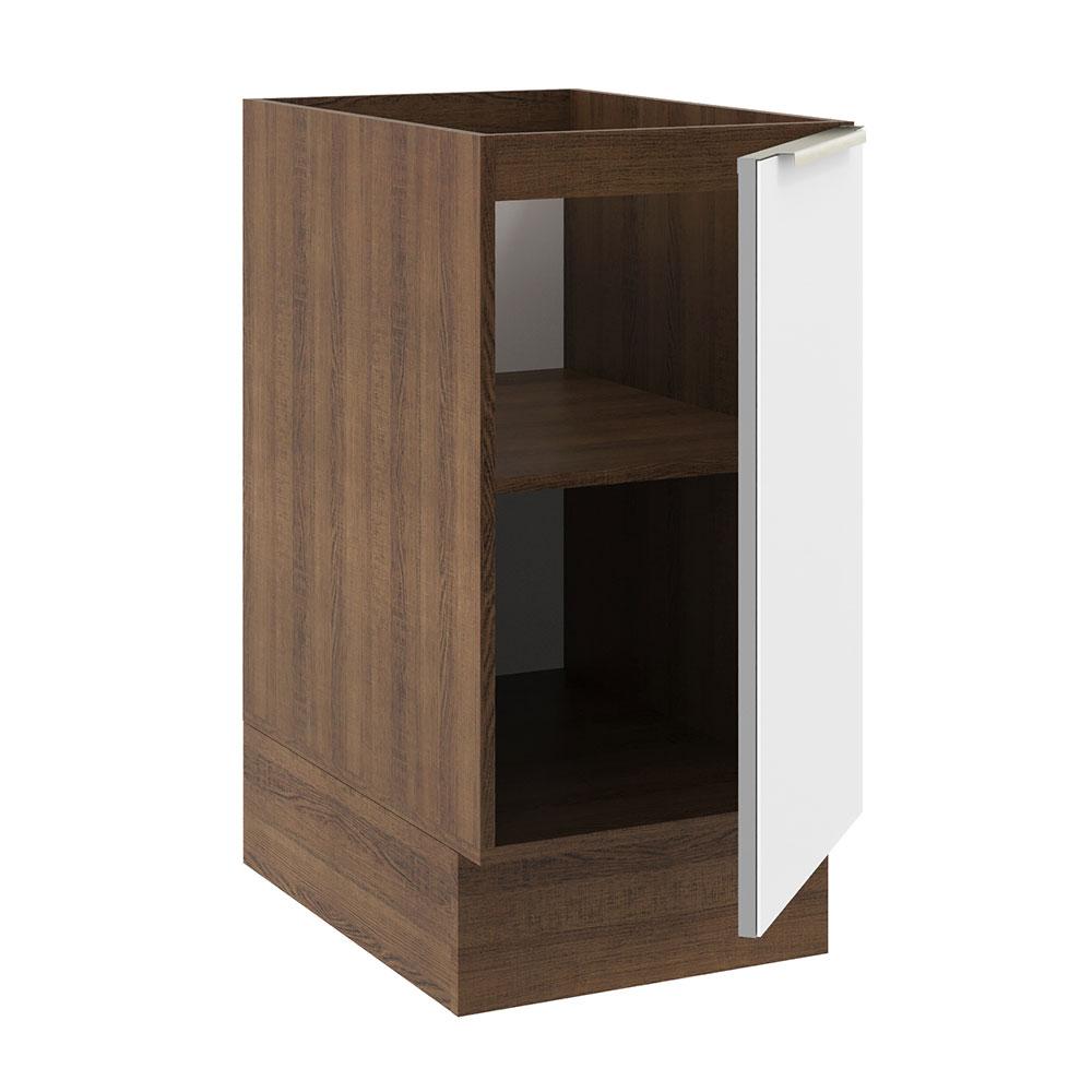Balcão Madesa Lux 40 cm 1 Porta (Sem Tampo) - Rustic/Branco Veludo