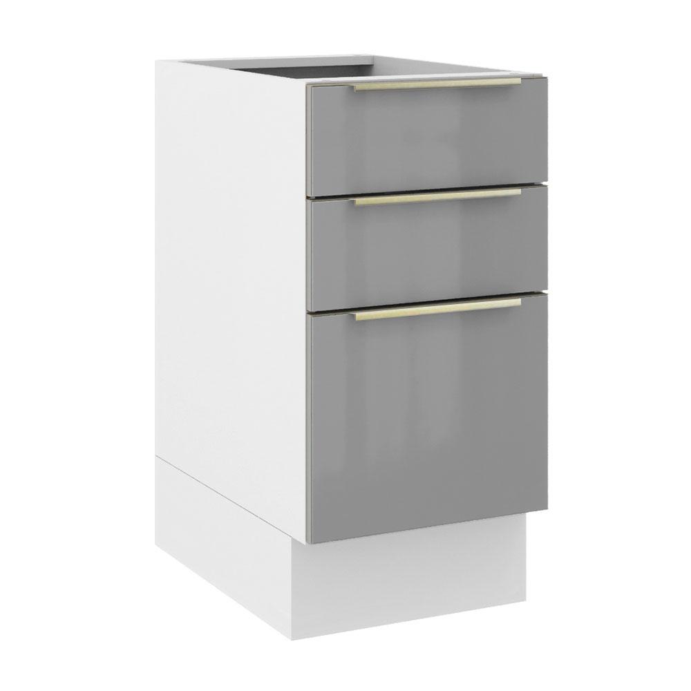 Balcão Madesa Lux 40 cm 3 Gavetas (Sem Tampo) - Branco/Cinza