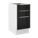 Balcão Madesa Lux 40 cm 3 Gavetas (Sem Tampo) - Branco/Preto