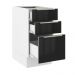 Balcão Madesa Lux 40 cm 3 Gavetas (Sem Tampo) - Branco/Preto