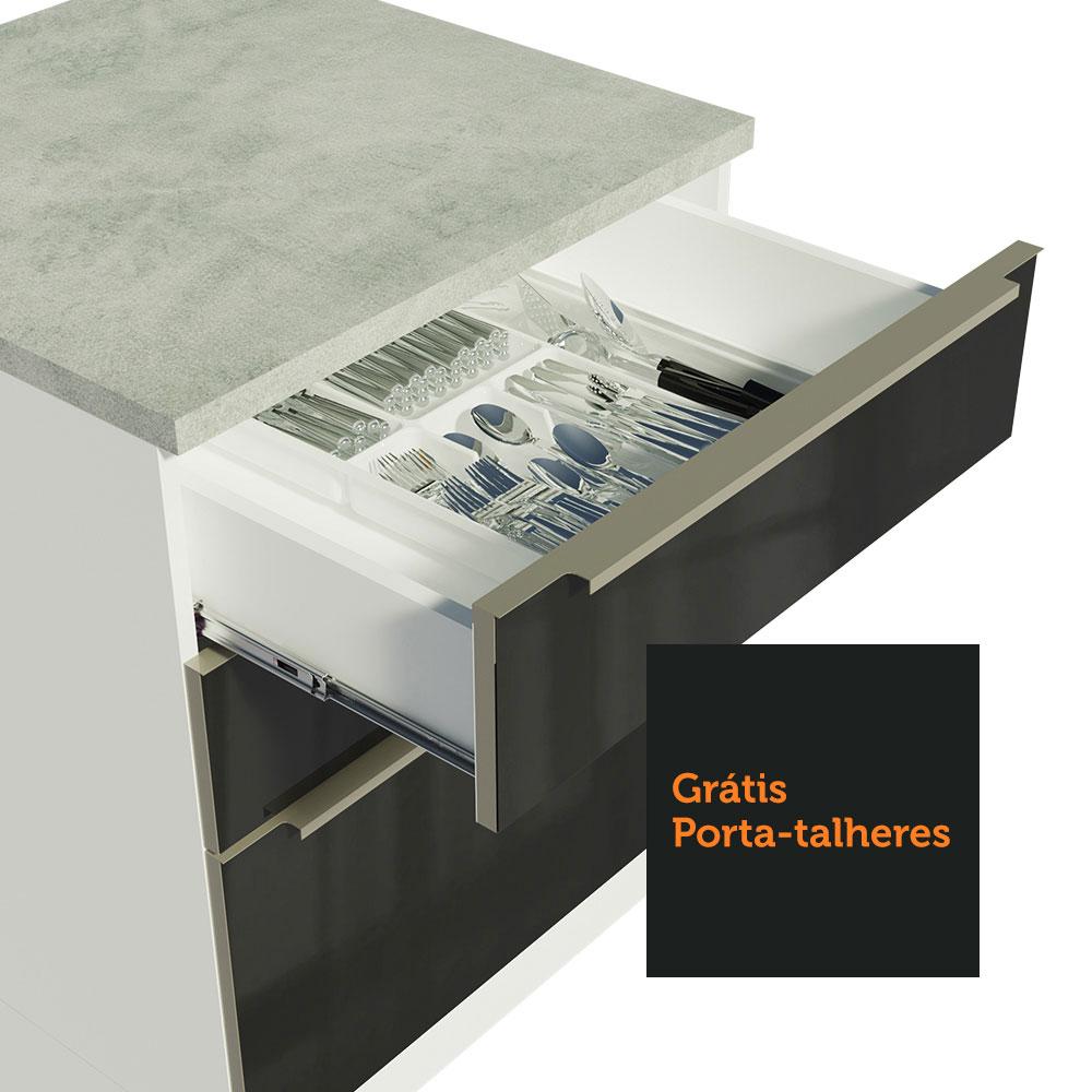 Balcão Madesa Lux 40 cm 3 Gavetas (Sem Tampo) - Branco/Preto