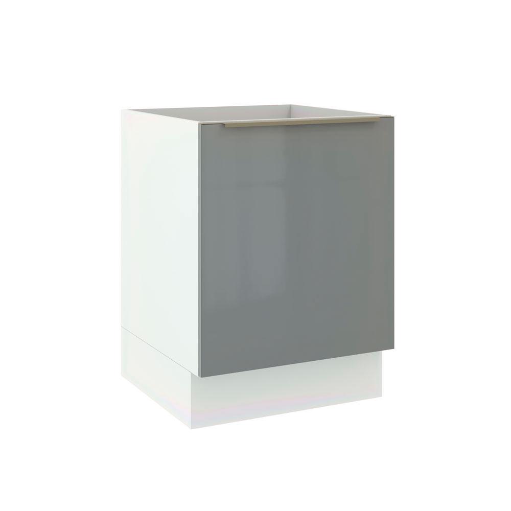 Balcão Madesa Lux 60 cm 1 Porta - Branco/Cinza