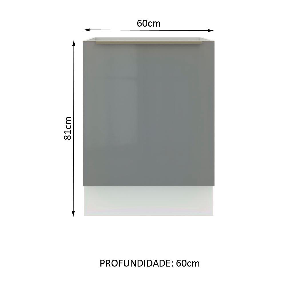Balcão Madesa Lux 60 cm 1 Porta - Branco/Cinza