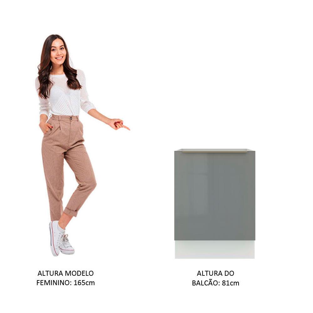 Balcão Madesa Lux 60 cm 1 Porta - Branco/Cinza