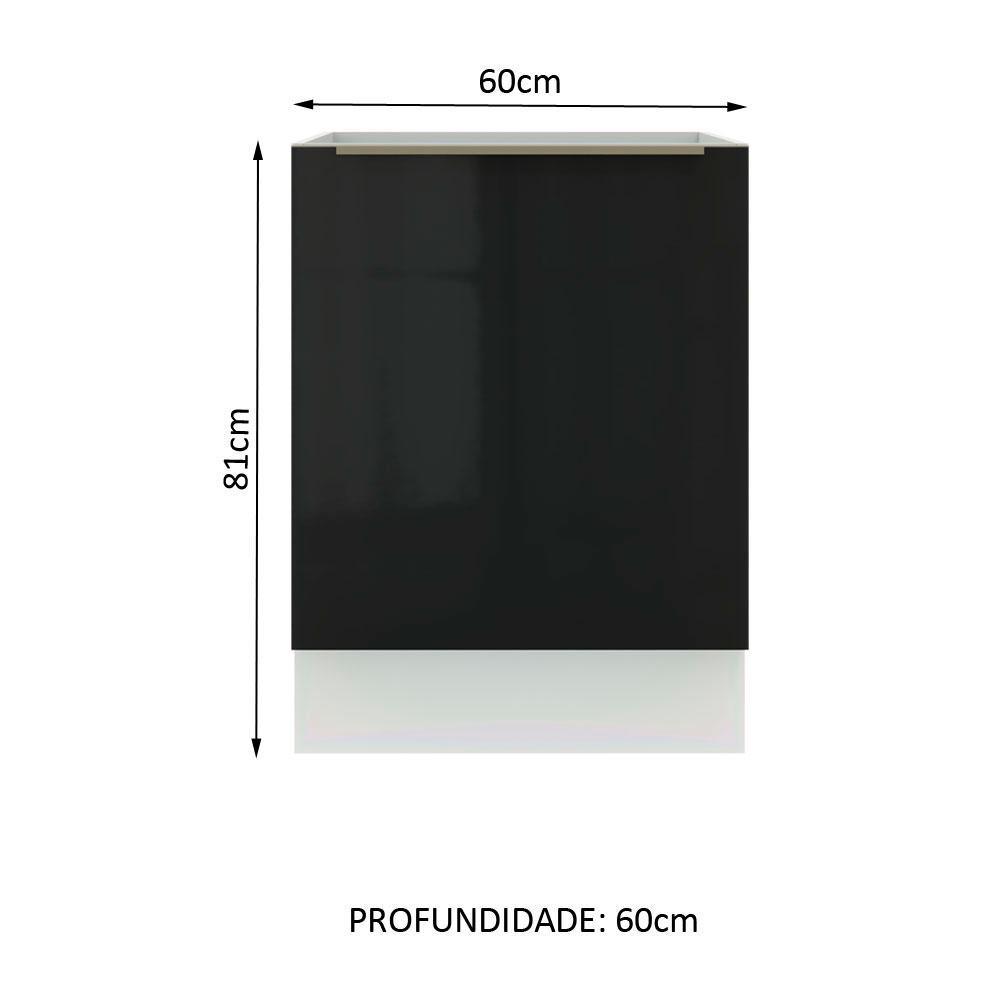 Balcão Madesa Lux 60 cm 1 Porta - Branco/Preto