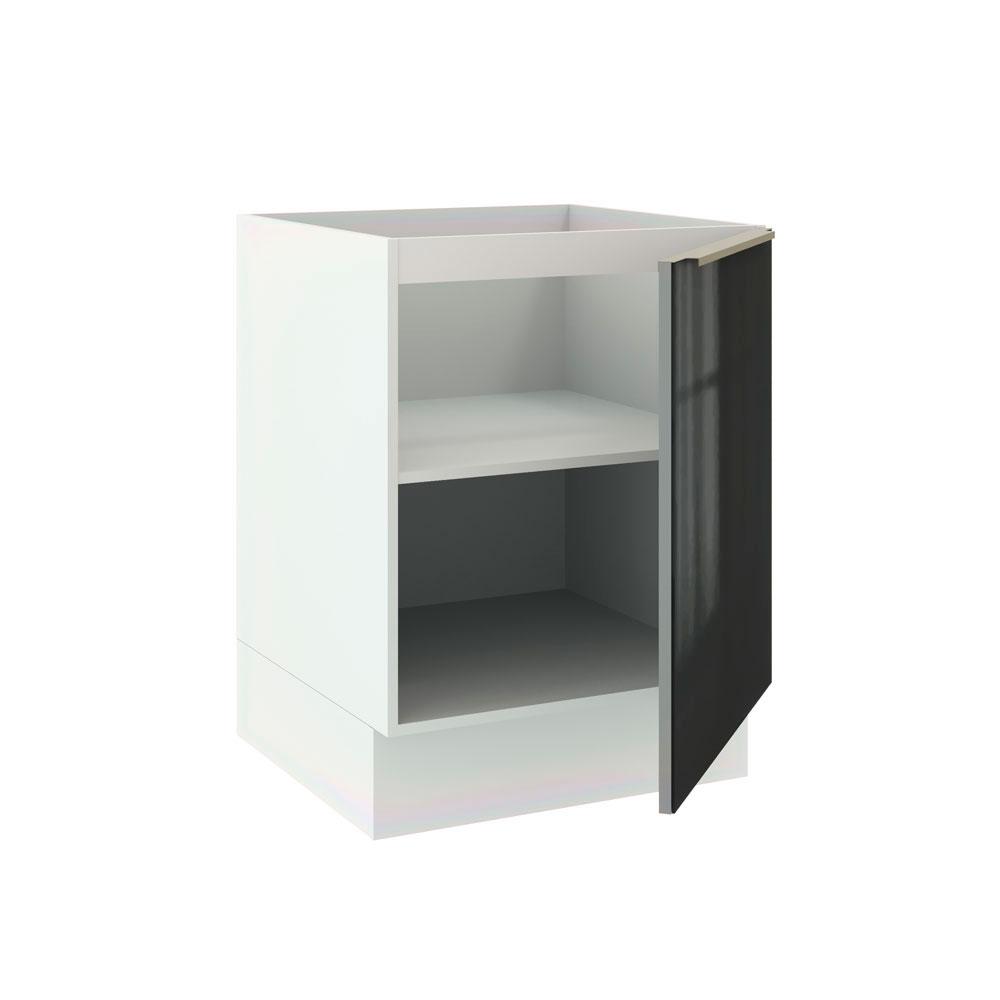 Balcão Madesa Lux 60 cm 1 Porta - Branco/Preto