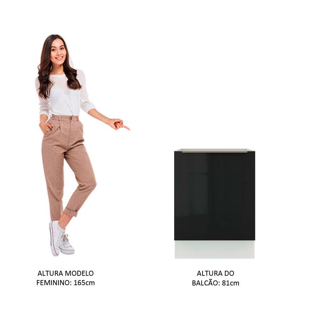 Balcão Madesa Lux 60 cm 1 Porta - Branco/Preto