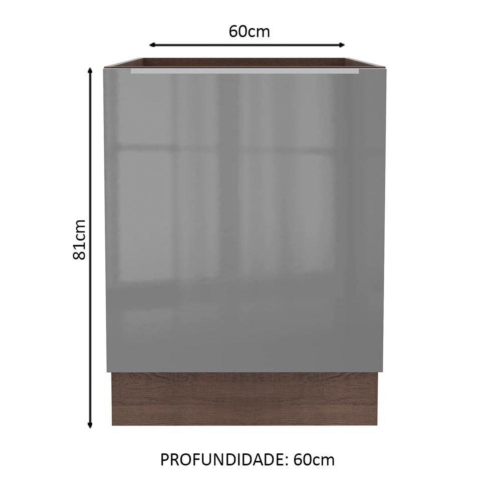 Balcão Madesa Lux 60 cm 1 Porta - Rustic/Cinza