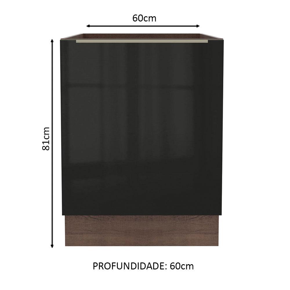 Balcão Madesa Lux 60 cm 1 Porta - Rustic/Preto