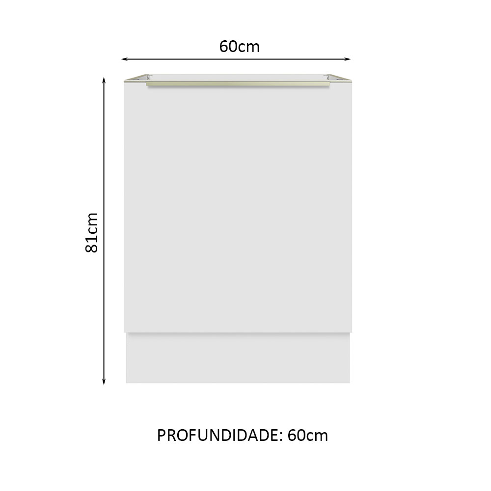 Balcão Madesa Lux 60 cm 1 Porta (Sem Tampo) - Branco/Branco Veludo