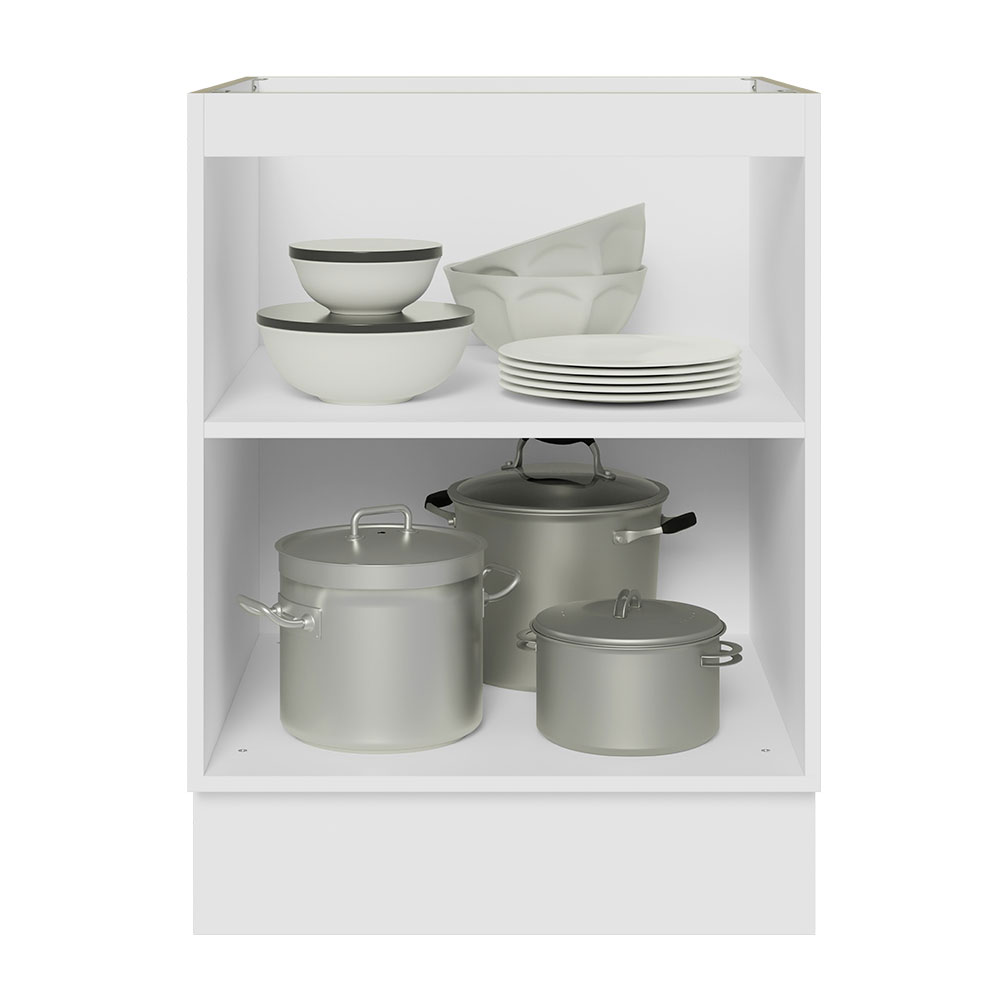 Balcão Madesa Lux 60 cm 1 Porta (Sem Tampo) - Branco/Branco Veludo