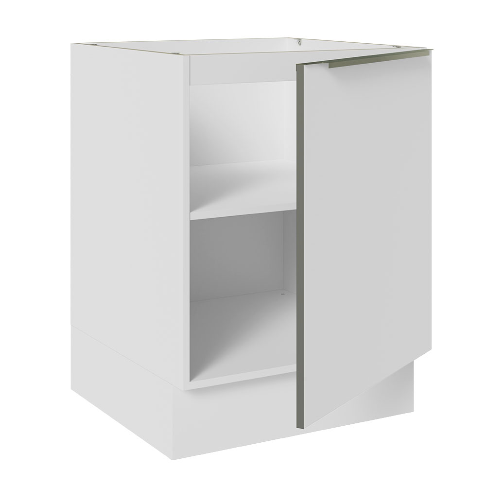 Balcão Madesa Lux 60 cm 1 Porta (Sem Tampo) - Branco/Branco Veludo