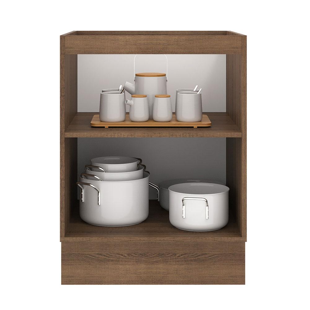 Balcão Madesa Lux 60 cm 1 Porta (Sem Tampo) - Rustic/Branco Veludo