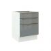 Balcão Madesa Lux 60 cm 3 Gavetas - Branco/Cinza