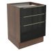 Balcão Madesa Lux 60 cm 3 Gavetas - Rustic/Preto