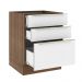 Balcão Madesa Lux 60 cm 3 Gavetas (Sem Tampo) - Rustic/Branco Veludo