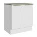 Balcão Madesa Lux 70 cm 2 Portas - Branco/Branco Veludo (Com Tampo)