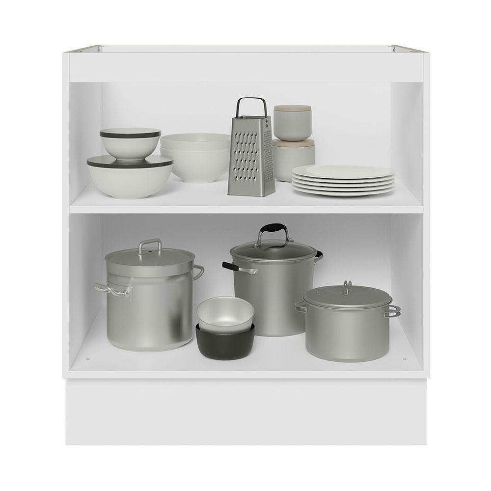 Balcão Madesa Lux 70 cm 2 Portas - Branco/Branco Veludo (Sem Tampo)